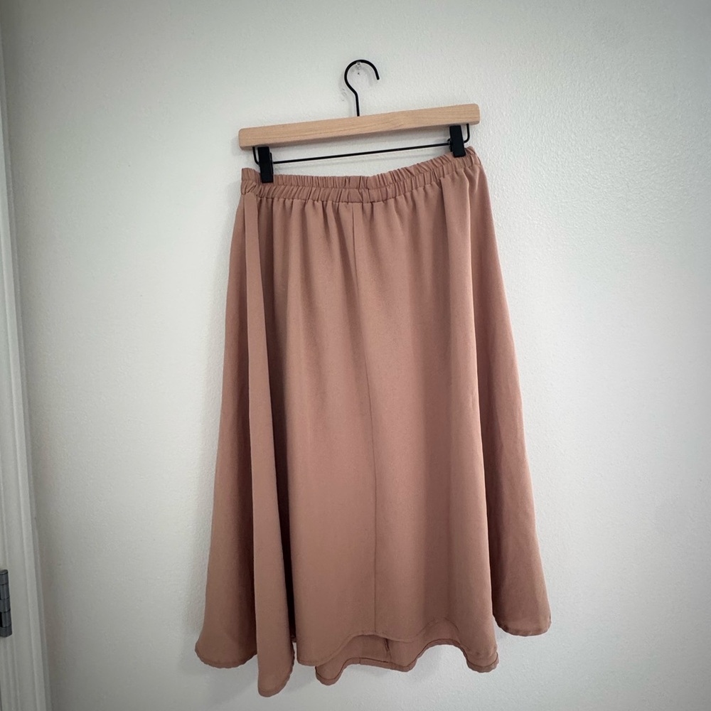 SHEIN Tan A-Line Button Skirt - Picture 3 of 3